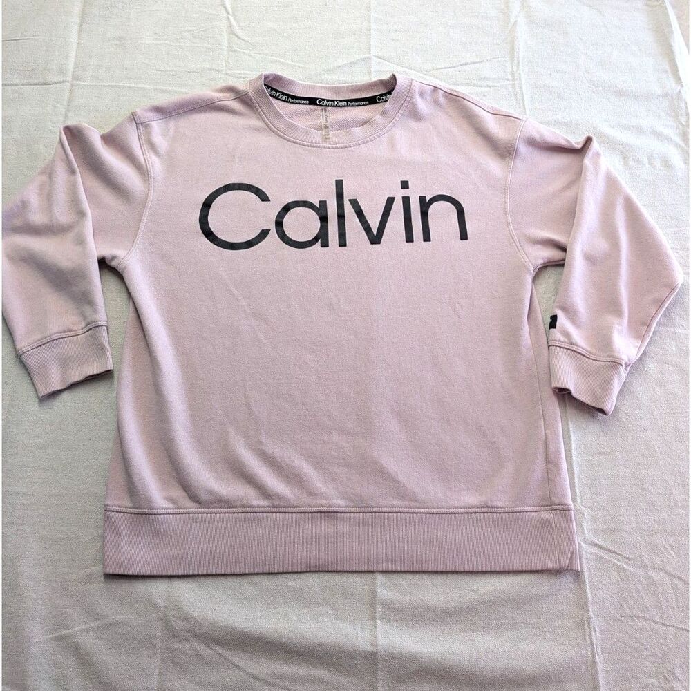 Calvin Klein Performance XL Pink Logo Crewneck Sweatshirt Pullover Athleisure